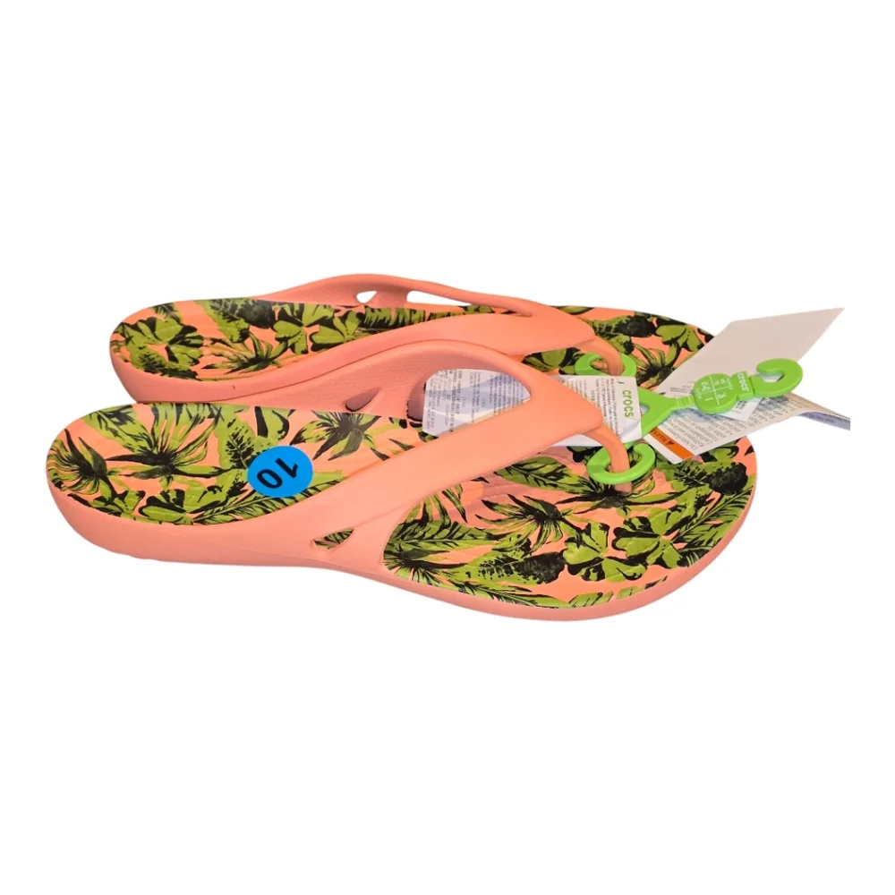 Crocs Kadee II Palm Print 209771-83E Flip Flops with‎ palm Women's 10 New